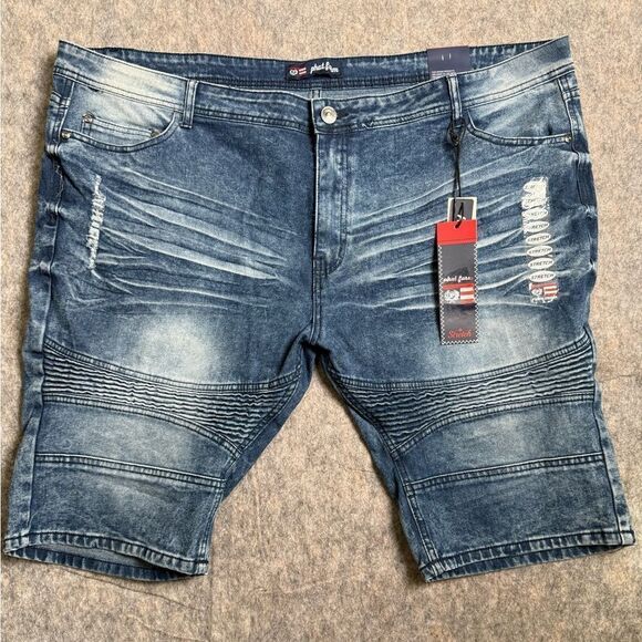 Phat Farm Jeans Shorts Men's Size 44 Blue Denim Medium Wash Stretch Mid-Rise - Picture 1 of 6